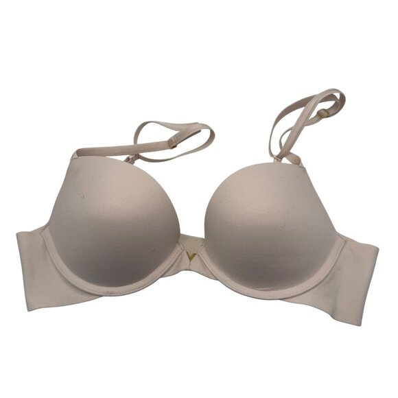 Victorias Secret Push Up T Shirt Bra Beige Size 34B Adjustable Straps Hook Back - Picture 2 of 4